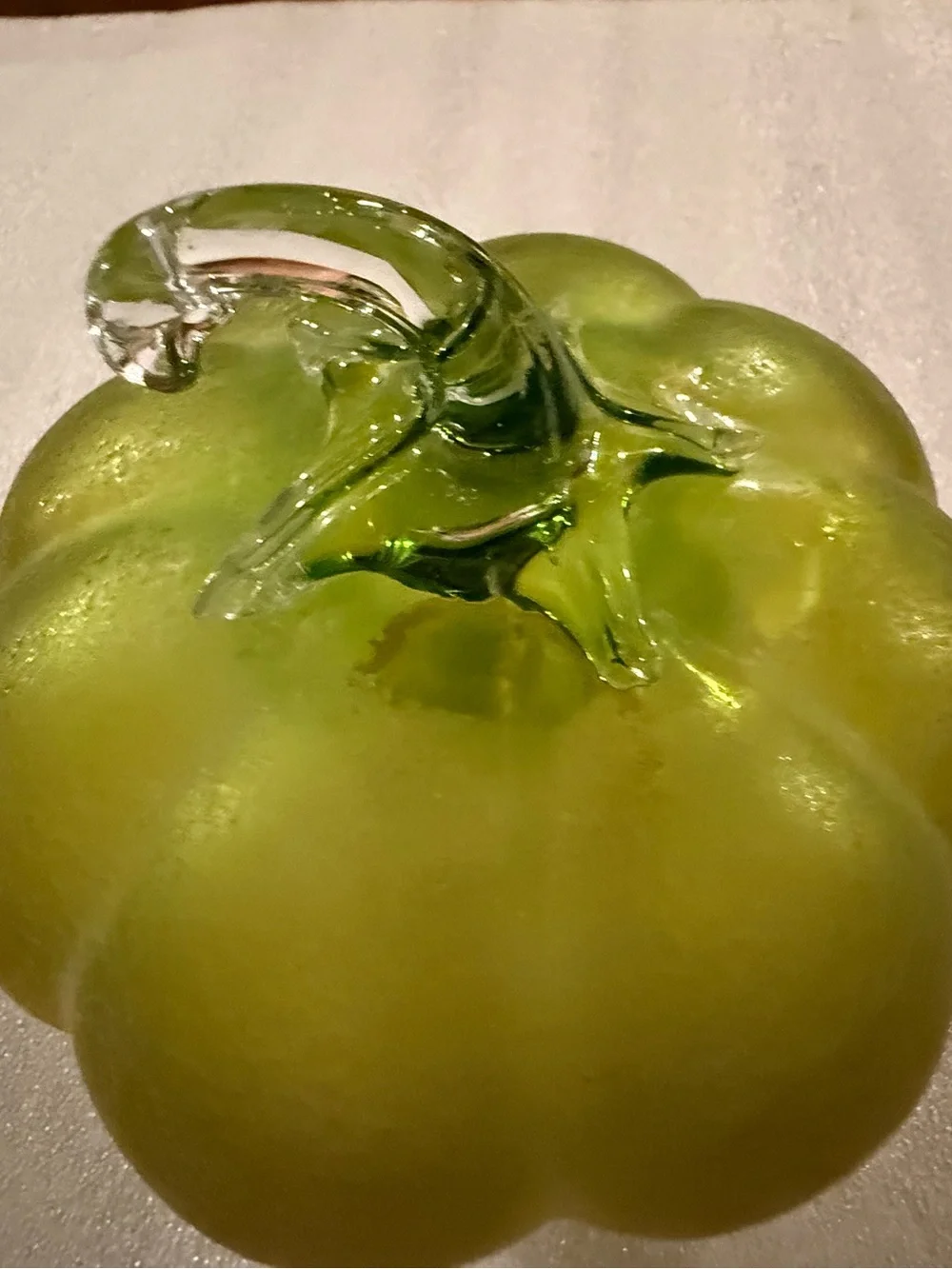 Pottery Barn Green Glass Pumpkin Luminary, Small